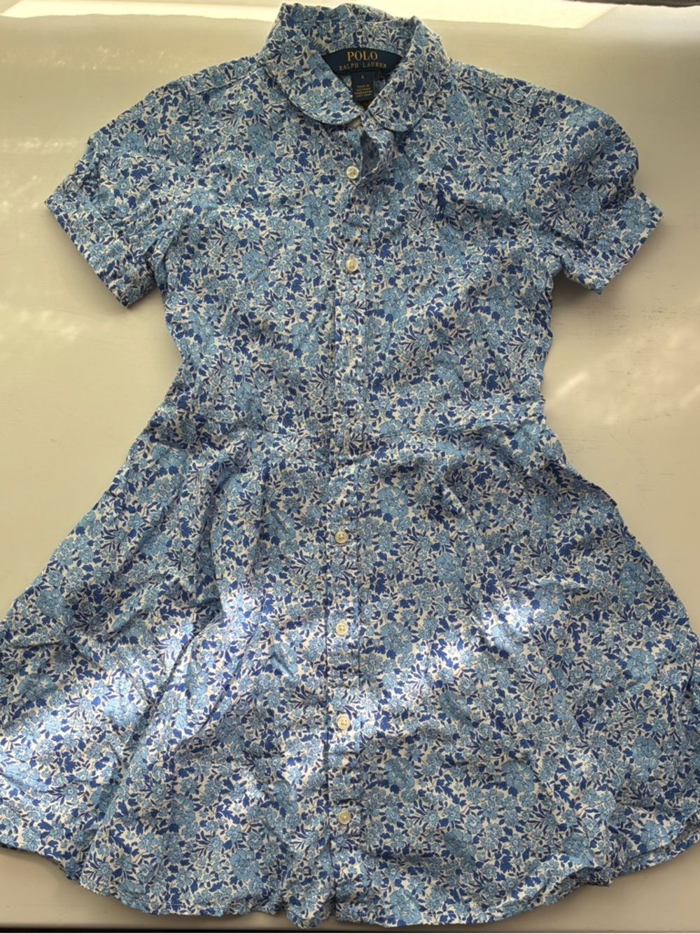 Polo by Ralph Lauren Blue Floral Button-Up Kids Dress